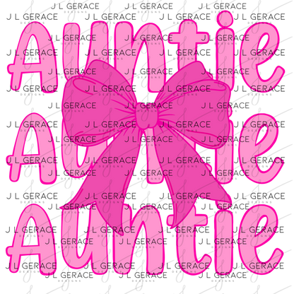 Auntie Bow PNG – Cute Pink Typography Sublimation Design