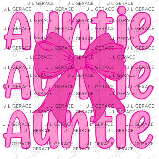 Auntie Bow PNG – Cute Pink Typography Sublimation Design