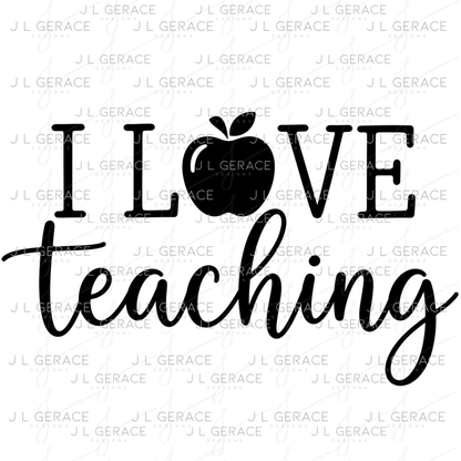 I Love Teaching Apple Teacher Colorful PNG (2 Colors)
