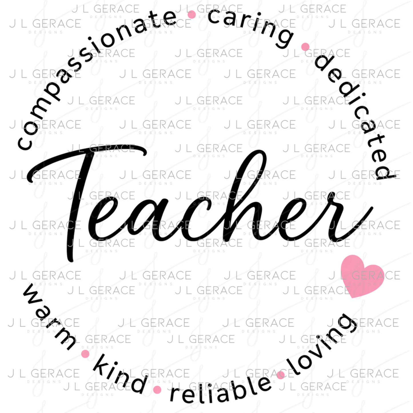 Compassionate Caring Dedicated Teacher PNG Bundle (2 Colors)