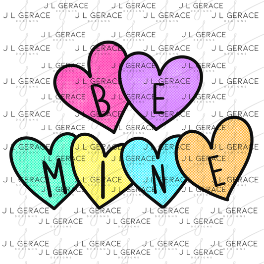Be Mine Heart Letter PNG with Halftone Fill – Valentine Digital Download