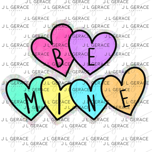 Be Mine Heart Letter PNG with String Glitter Outline – Valentine Digital Download