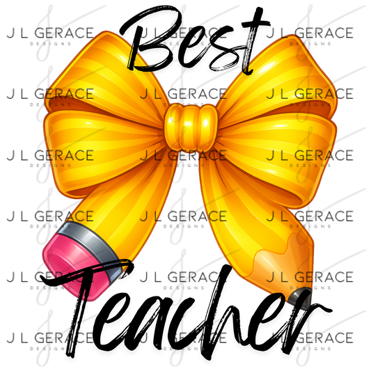 Yellow Pencil Bow PNG – Teacher Classroom Clipart