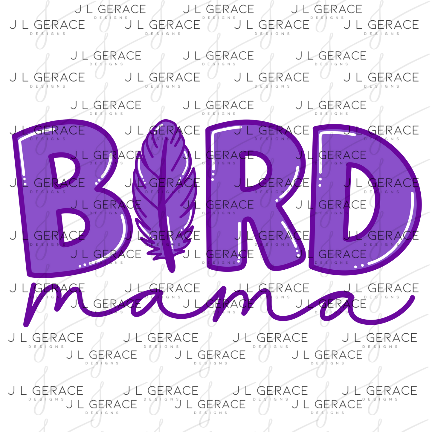 Bird Mama PNG Clipart Sublimation PNG Purple Feather Mom Design Boho Mama Graphic
