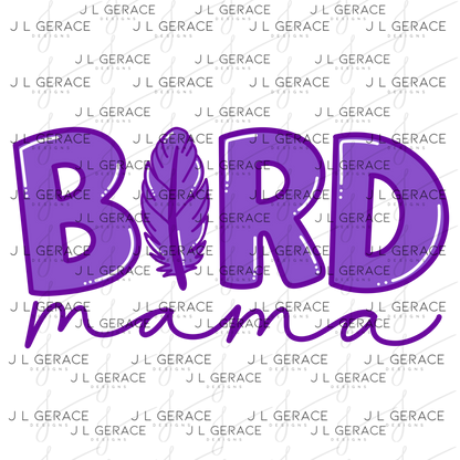 Bird Mama PNG Clipart Sublimation PNG Purple Feather Mom Design Boho Mama Graphic