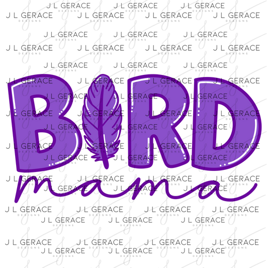 Bird Mama PNG Clipart Sublimation PNG Purple Feather Mom Design Boho Mama Graphic
