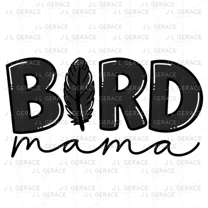 Bird PNG – Black Word Design with Feather Letter