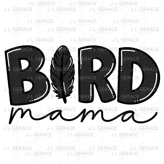 Bird PNG – Black Word Design with Feather Letter