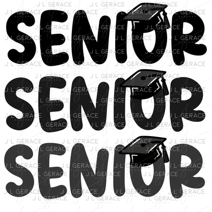 Senior PNG – Black Graduation Cap Lettering Design