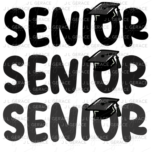 Senior PNG – Black Graduation Cap Lettering Design