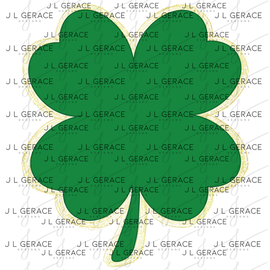 Shamrock PNG Gold Glitter Outline St Patricks Day Sublimation Digital Download