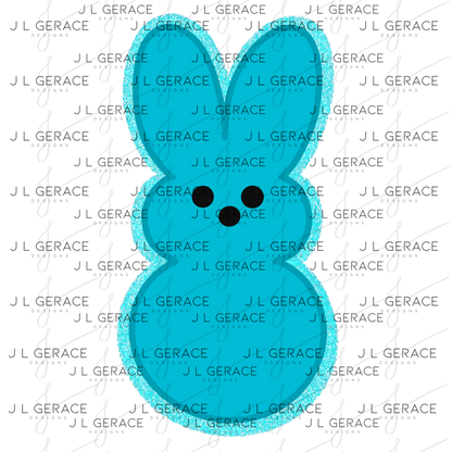 Blue Glitter Bunny Peep Easter Clipart Sublimation PNG