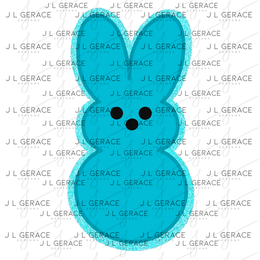 Blue Glitter Bunny Peep Easter Clipart Sublimation PNG