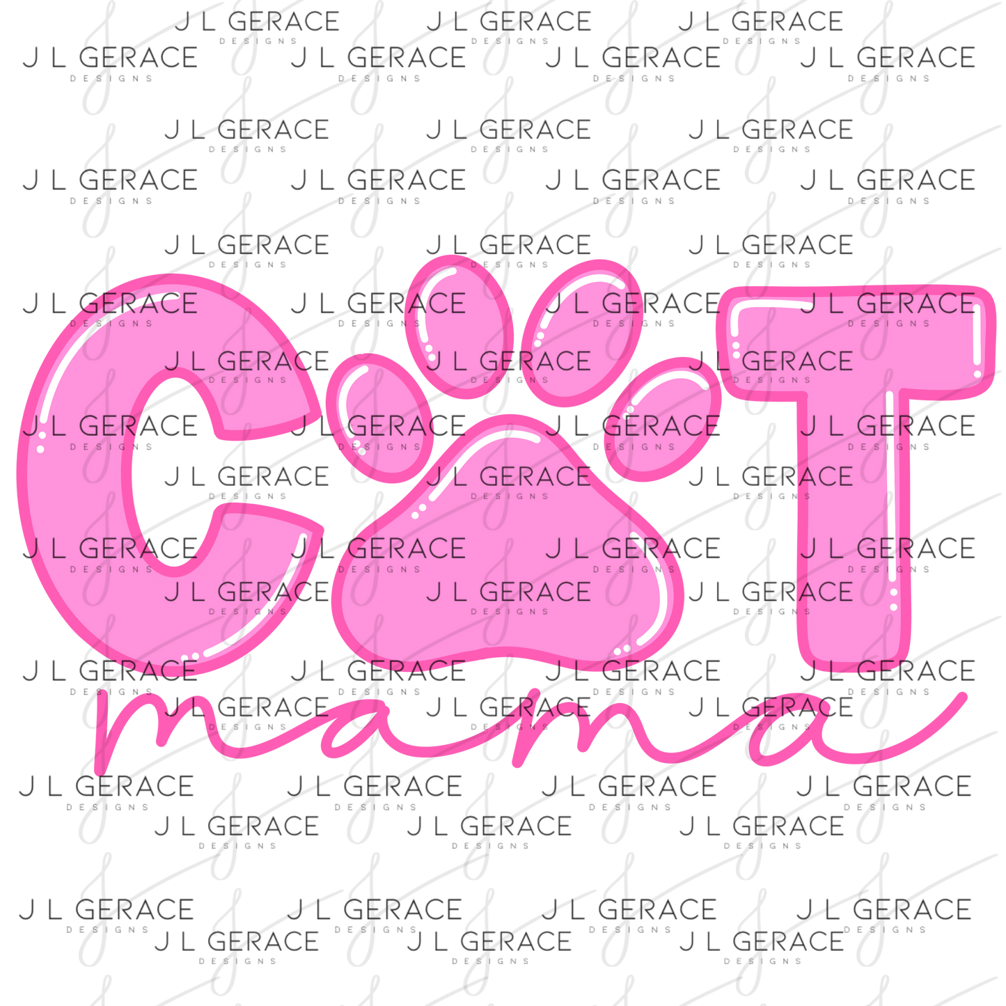 Cat Mama PNG – Pink Paw Print Pet Lover Sublimation Design