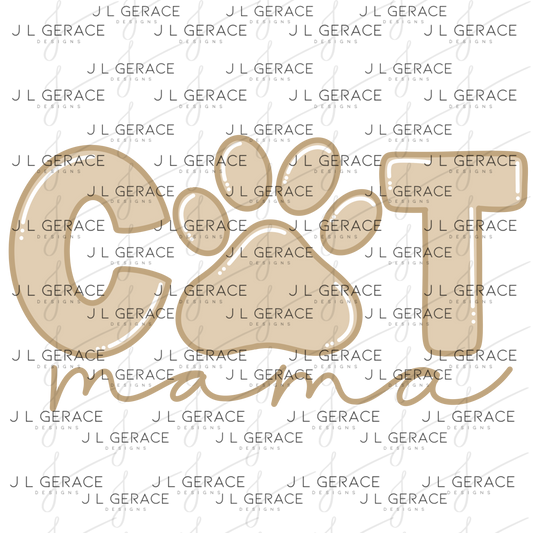 Cat Mama PNG – Neutral Tan Paw Print Pet Lover Sublimation Design