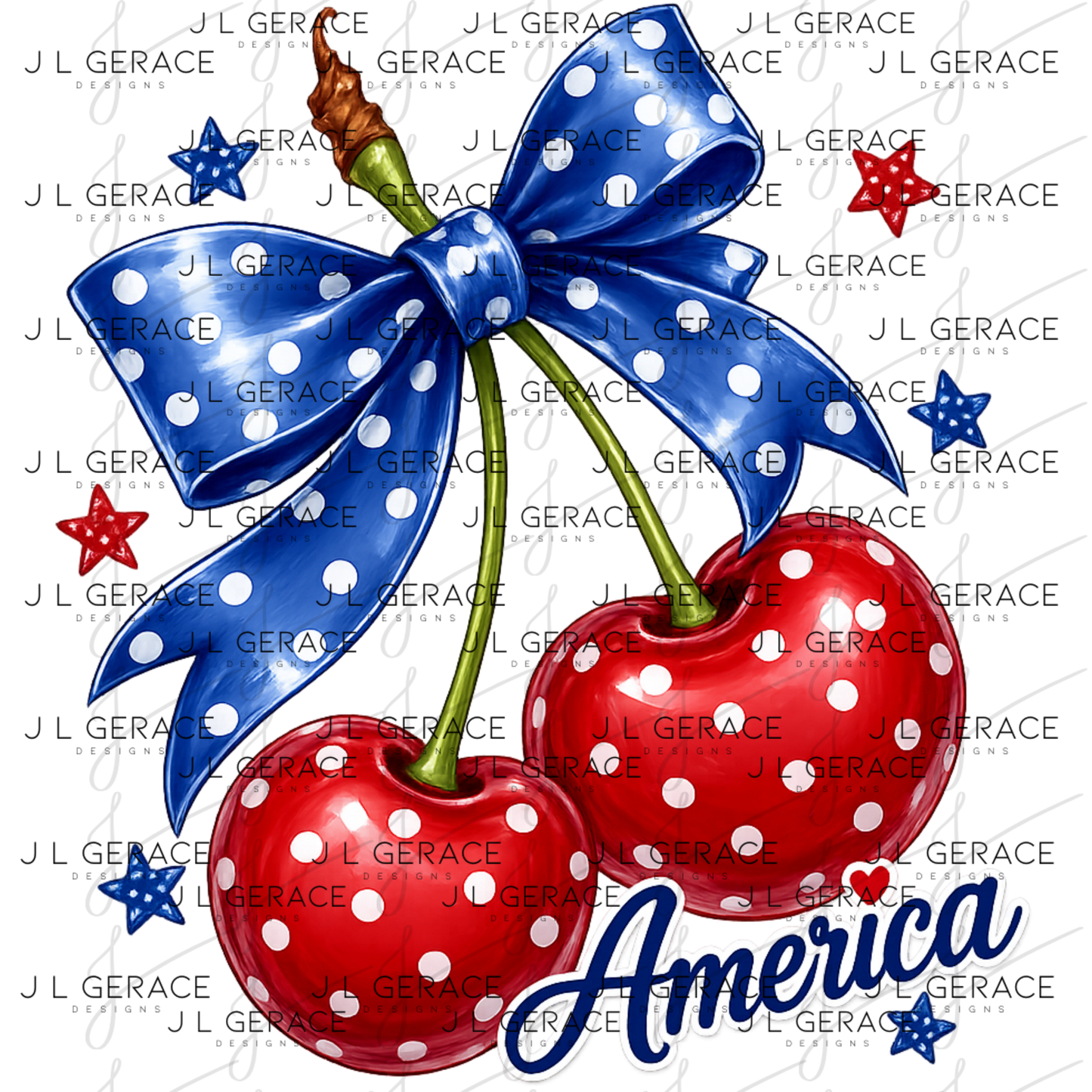 Polka Dot America Cherries PNG