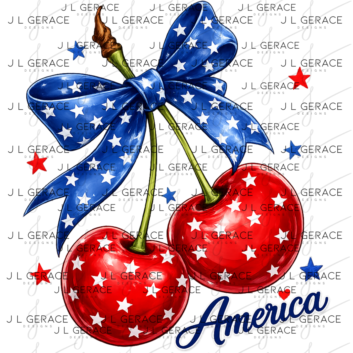 America Cherries Star Bow PNG