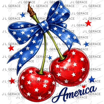 America Cherries Star Bow PNG