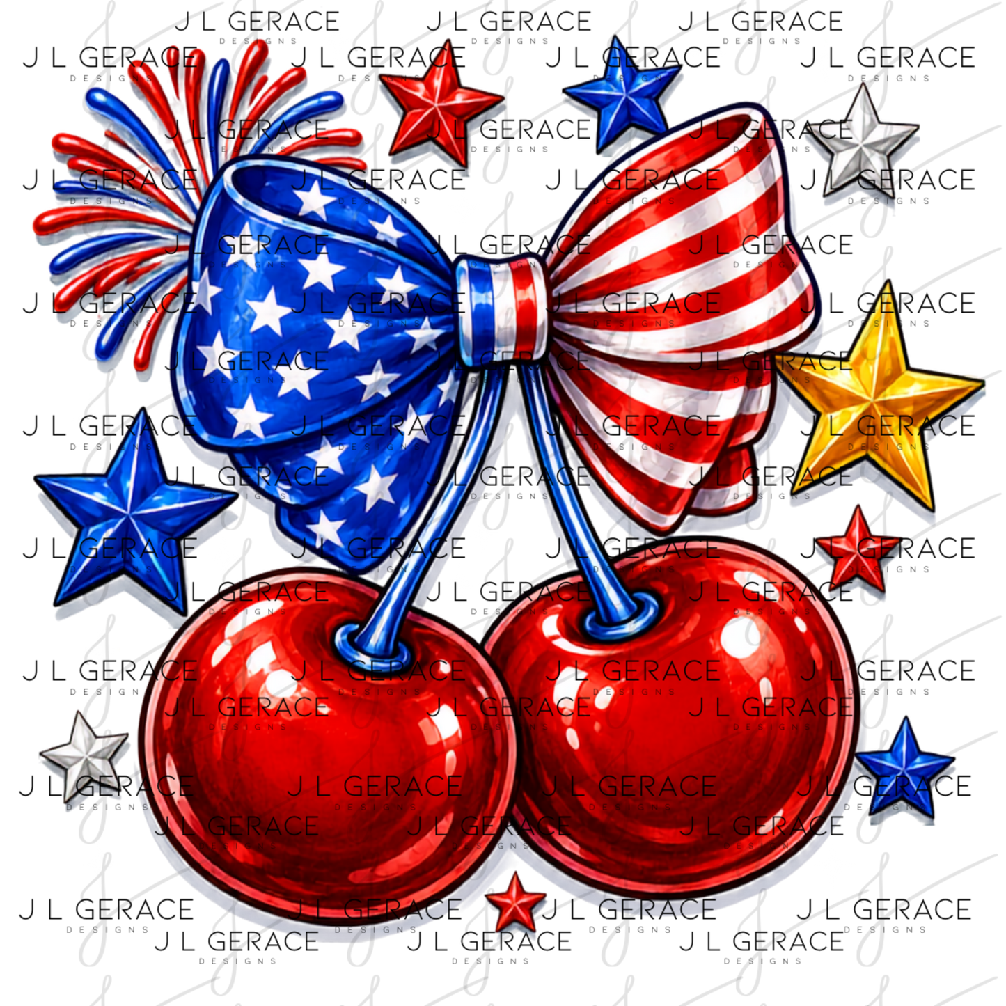 Patriotic Cherry Bow PNG
