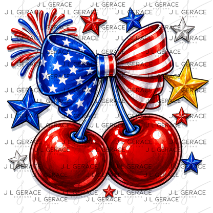 Patriotic Cherry Bow PNG