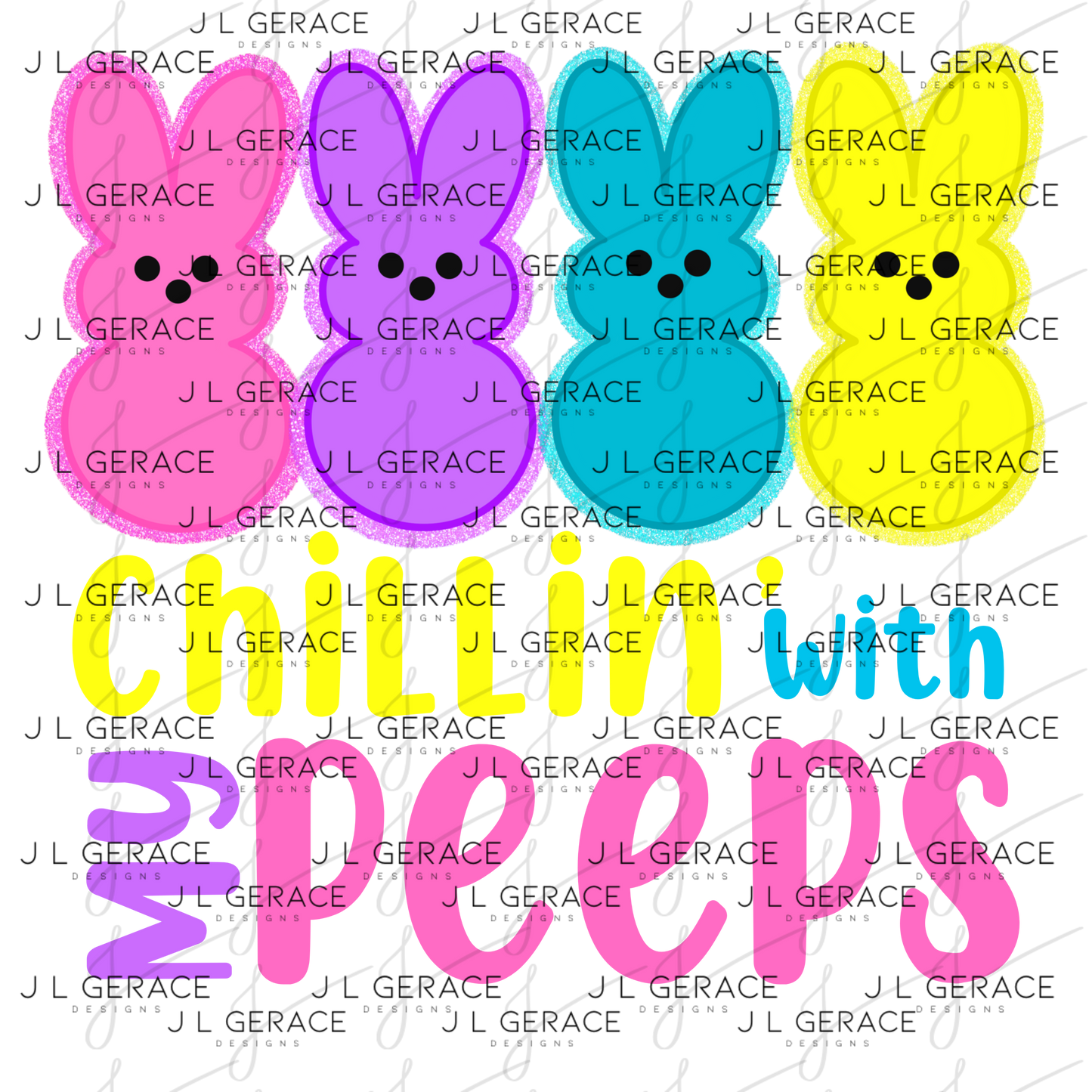 Chillin With My Peeps Bunnies PNG