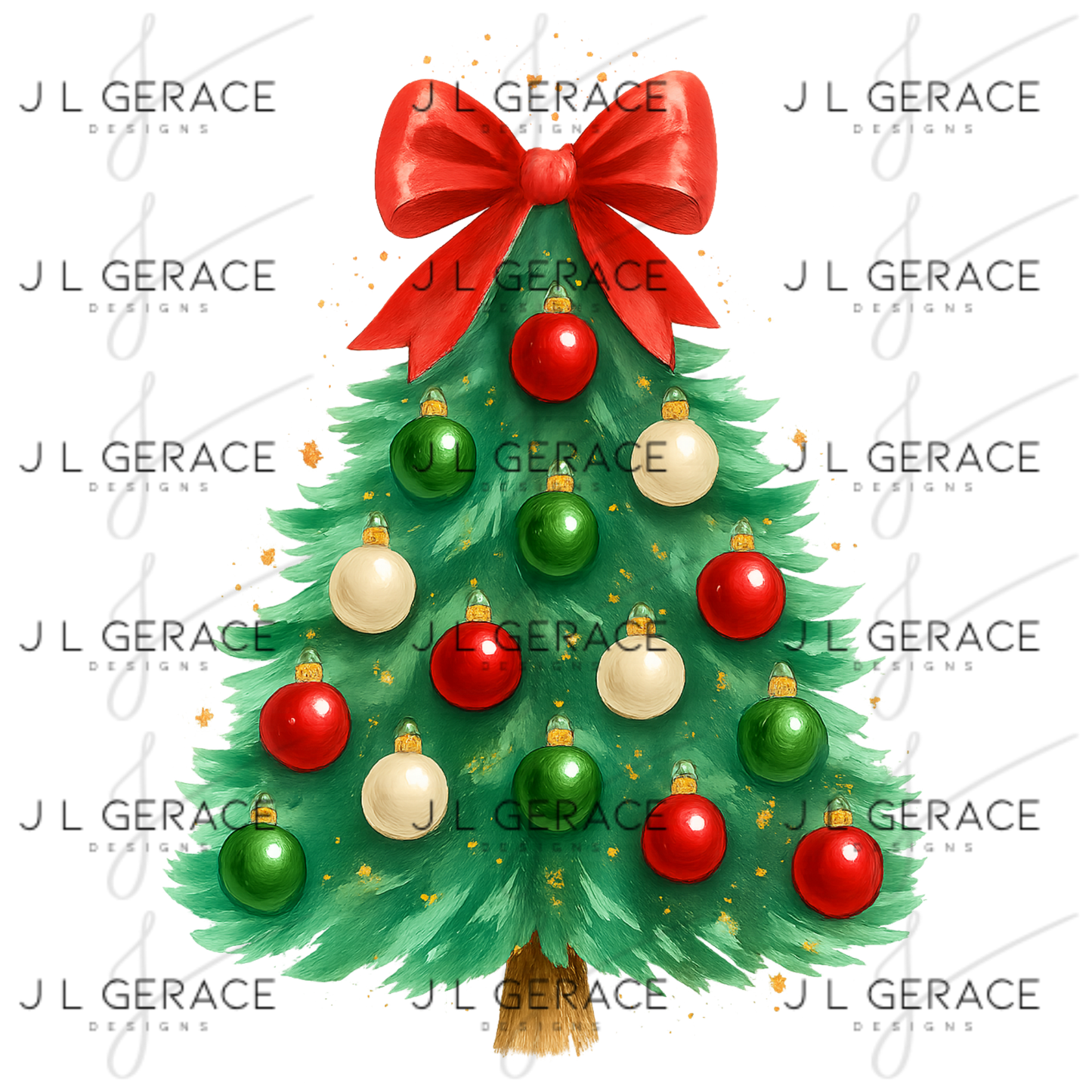 Classic Red Bow Christmas Tree PNG Clipart – Traditional Ornament Holiday Design
