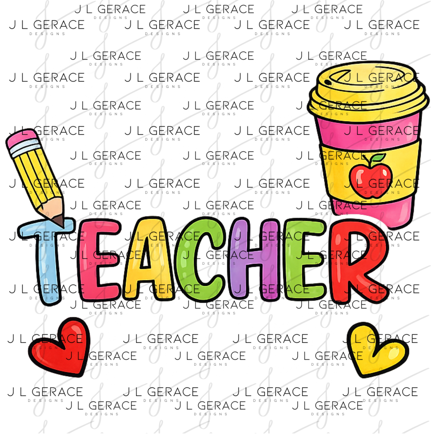 Coffee Gives Me Teacher Power PNG Sublimation Design Teacher Appreciation Digital Download