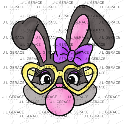 Cute Easter Bunny with Glasses PNG