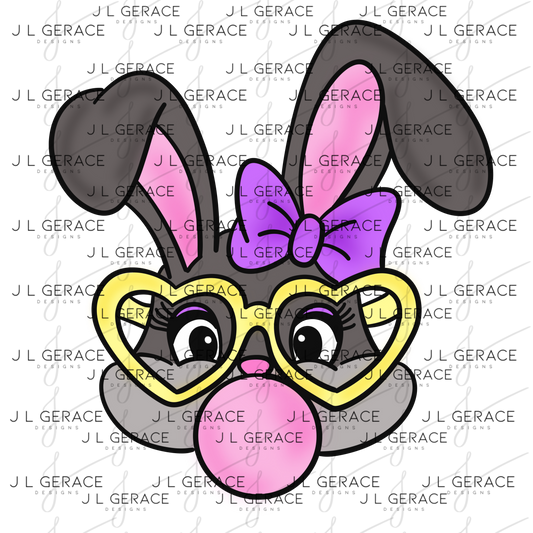 Cute Easter Bunny with Glasses PNG