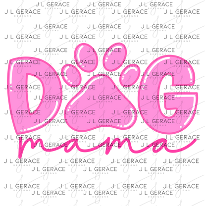 Dog Mama PNG – Pink Paw Print Mothers Day Sublimation Design