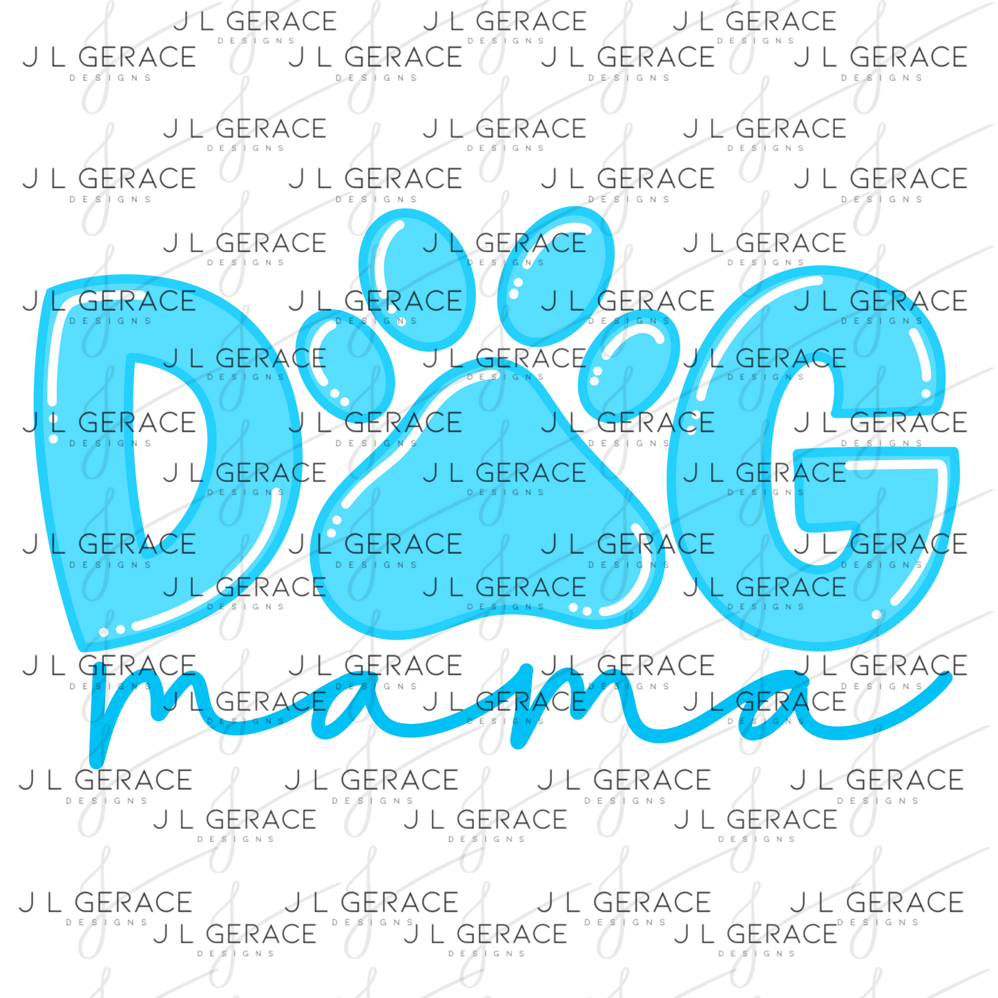 Dog Mama PNG – Blue Paw Print Sublimation Design