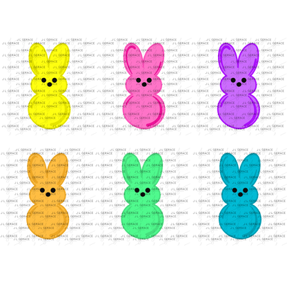 BUNDLE - 6 Colors - Easter Peep Bunny Bundle Clipart Sublimation PNG Images