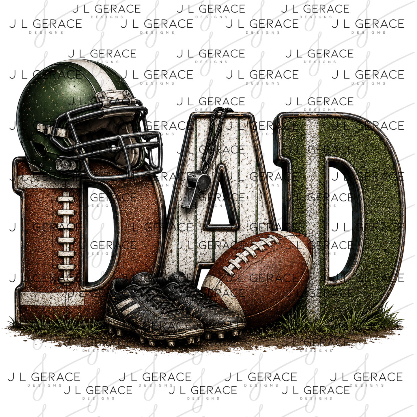 Dad PNG – Football Sports Design with Helmet Cleats and Ball