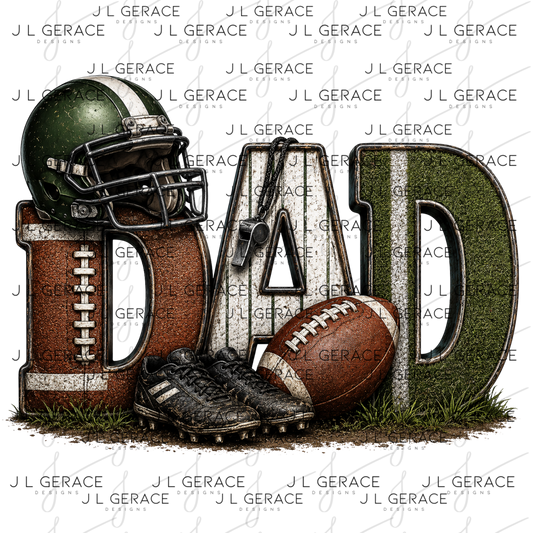 Dad PNG – Football Sports Design with Helmet Cleats and Ball