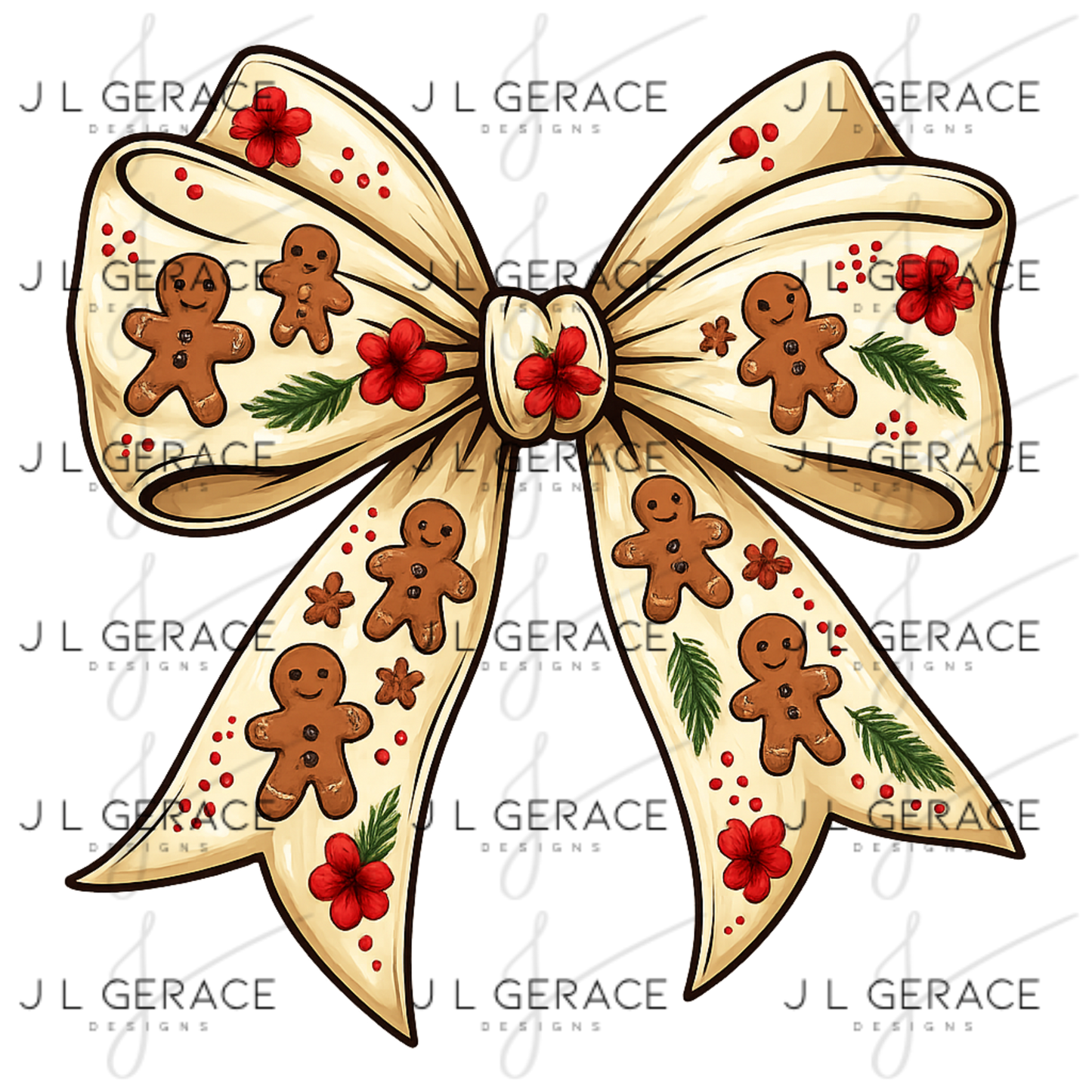 Gingerbread Christmas Bow PNG Clipart – Glossy Holiday Ribbon Design
