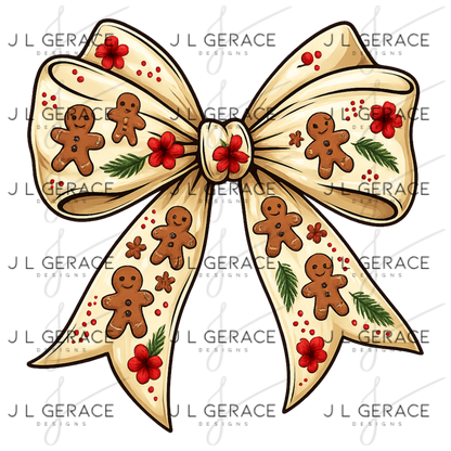 Gingerbread Christmas Bow PNG Clipart – Glossy Holiday Ribbon Design