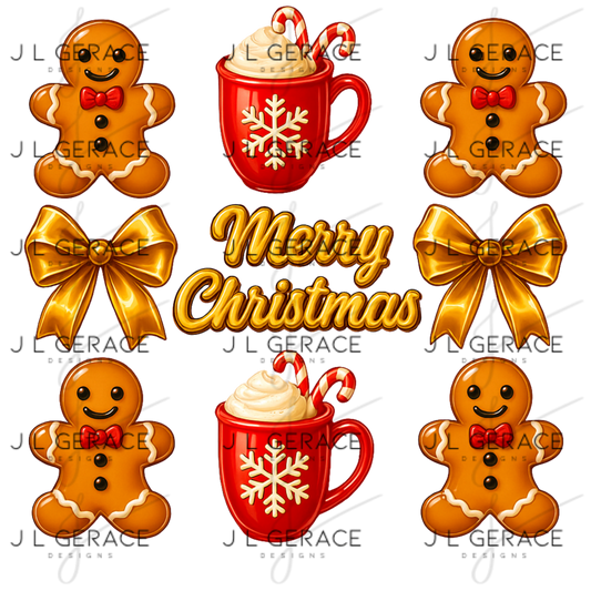 Gingerbread Hot Chocolate and Gold Bow Christmas