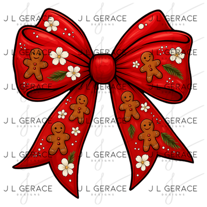 Gingerbread Red Christmas Bow PNG Clipart – Glossy Holiday Ribbon Design