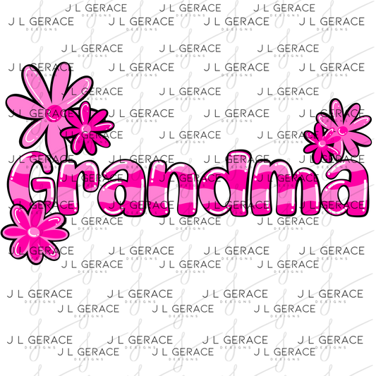 Grandma PNG – Pink Floral Name Sublimation Design