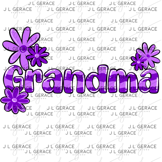 Grandma PNG – Purple Floral Name Sublimation Design