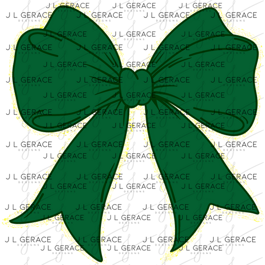 Green Bow PNG Gold Glitter String Outline St Patricks Day Sublimation Digital Download