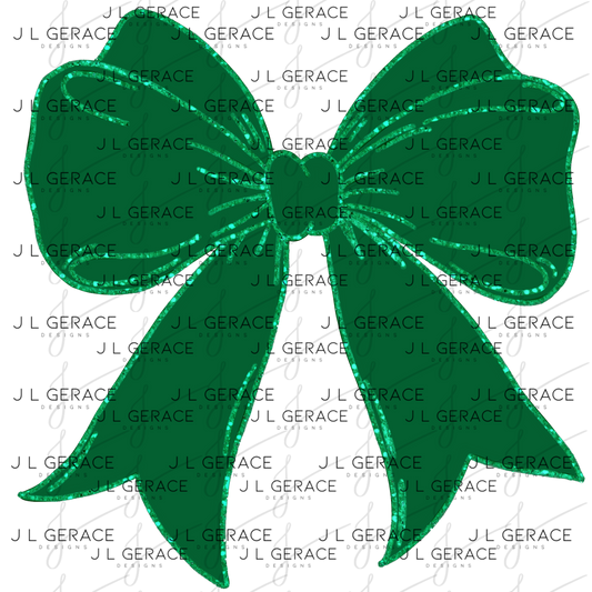 Green Bow PNG Green Glitter Outline St Patricks Day Sublimation Digital Download