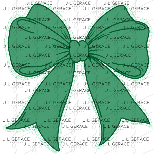 Green Bow PNG Green Glitter String Outline St Patricks Day Sublimation Digital Download