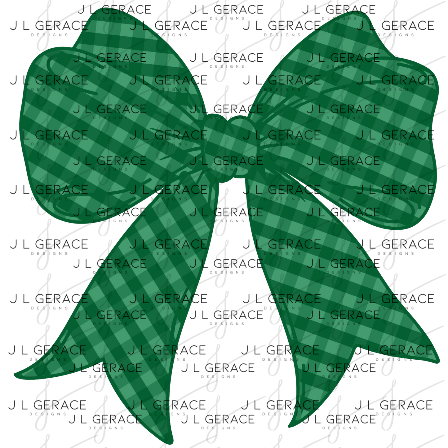 Green Gingham Bow PNG St Patricks Day Sublimation Clipart Digital Download