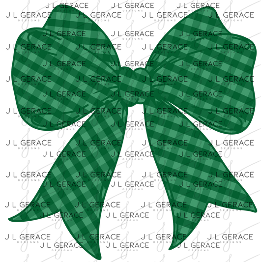 Green Gingham Bow PNG St Patricks Day Sublimation Clipart Digital Download