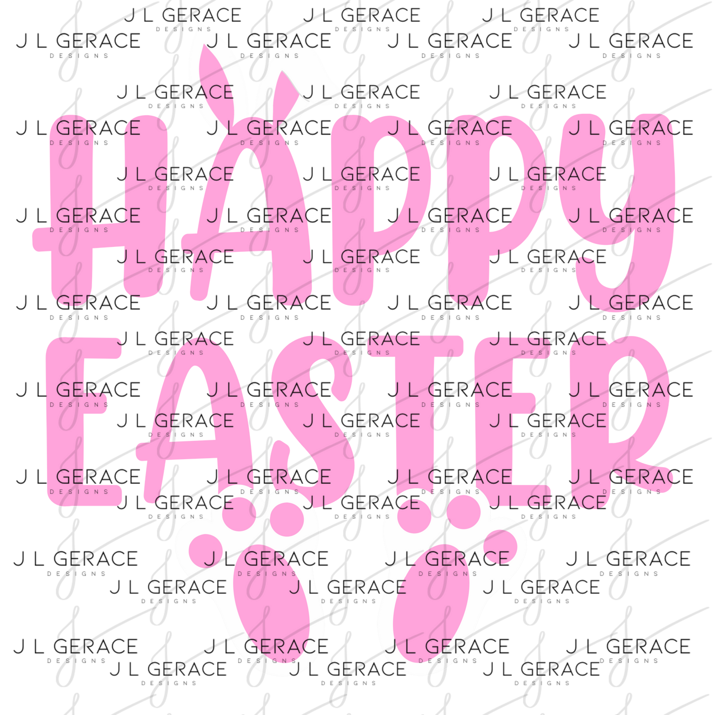 Happy Easter Bunny Ears and Feet Pink PNG