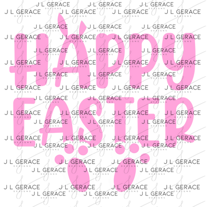 Happy Easter Bunny Ears and Feet Pink PNG