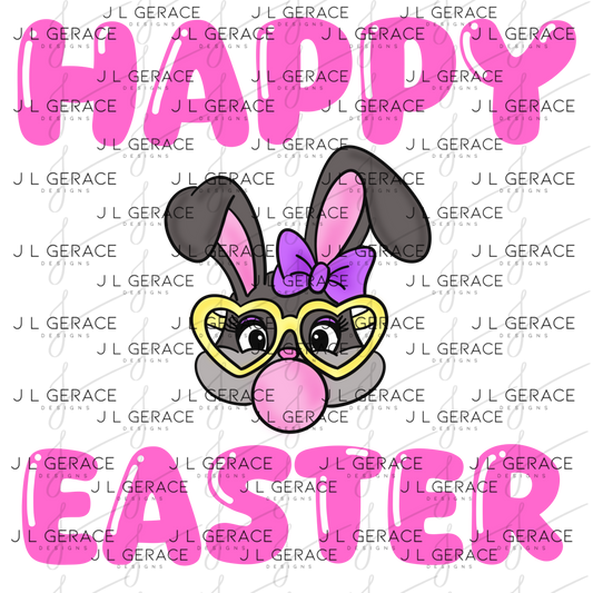 Happy Easter Bunny Glasses Bubblegum Clipart Sublimation PNG