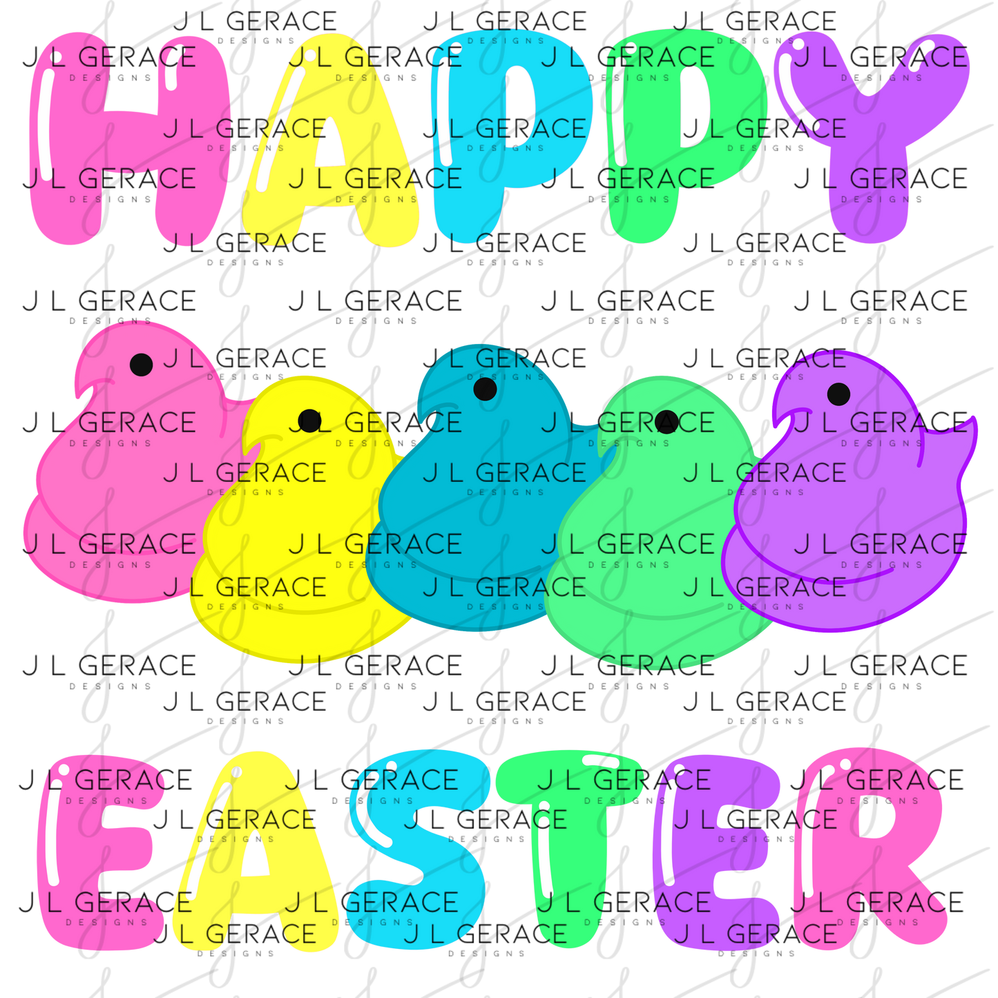 Happy Easter Chick Clipart Sublimation PNG Peeps Chick Colorful Design