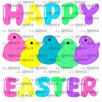Happy Easter Chick Clipart Sublimation PNG Peeps Chick Colorful Design